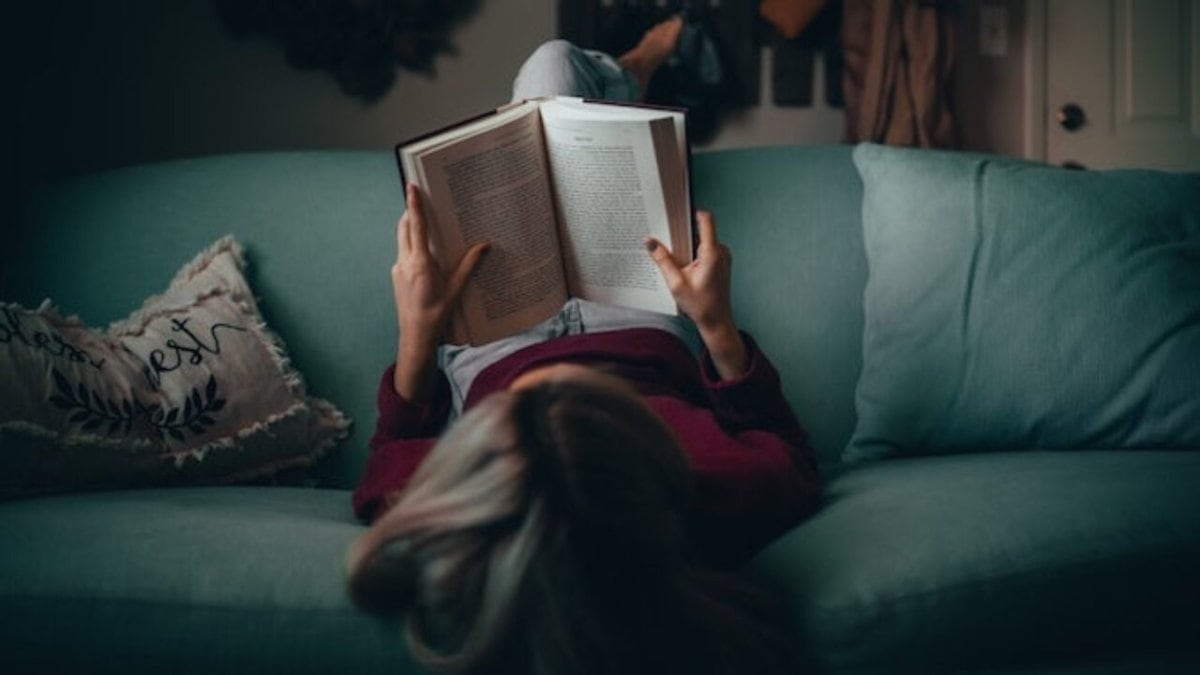 Actress reading a book