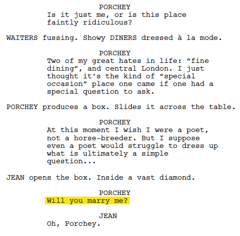 Example scene from The Crown TV Series where the dialogue "will you marry me" is highlighted